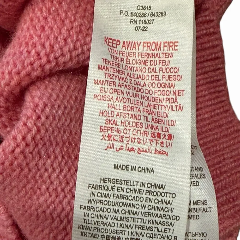 Boden Girls Wool Blend Fair Isle Pink White Red Pom Pom Crew Neck Sweater 6-7